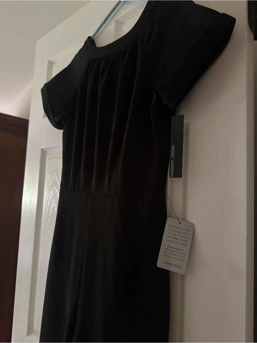 Maggy London Black Midi Dress with Pleated Front